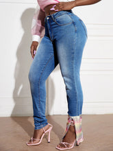 SXY Fish Scale Panel Asymmetrical Hem Skinny Jeans